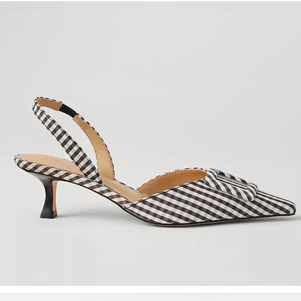 Ann Taylor NIB Gingham Buckle Slingback Pump Size 8.5